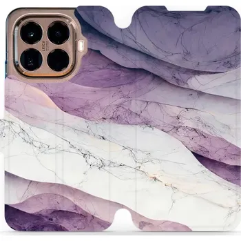 Pouzdro na mobilní telefon Flipové pouzdro Mobiwear - Xiaomi 15T Pro - VP31S Bílý a fialový mramor (Knížkové flip pouzdro, obal, kryt na mobil Xiaomi 15T Pro - VP31S Bílý a fialový mramor, materiál Umělá kůže + TPU - ochrana 360°, stojánek, silikonová vanička, magnetické zavírání)