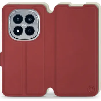 Pouzdro na mobilní telefon Flipové pouzdro Mobiwear Semiš - Xiaomi Redmi Note 15 Pro 5G - Cihlové & Béžové (Knížkové semišové flip pouzdro, obal, kryt na mobil Xiaomi Redmi Note 15 Pro 5G - Cihlové & Béžové, materiál semiš + TPU, ochrana 360°, stojánek, silikonová vanička, magnetic