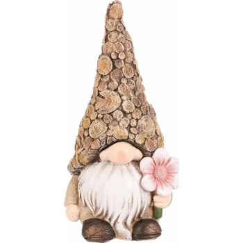 Zahradní dekorace Zahradní dekorace Skřítek květinka, 11 x 9 x 21 cm, polyresin, růžová