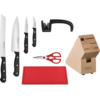 Kuchyňský nůž Blok se 4 noži Wusthof GOURMET s nůžkami, brouskem a prkénkem Wusthof