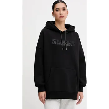 Dámská mikina Mikina Guess AELIA dámská, černá barva, s kapucí, s aplikací, V5BQ12 KB681 V5BQ12.KB681 99X, vel. XXS