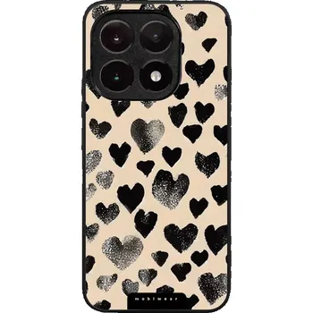 Pouzdro na mobilní telefon Lesklý kryt Mobiwear Glossy - Xiaomi 15T - GA51G Černá srdíčka (Prémiové lesklé pouzdro, obal, kryt Mobiwear Glossy na mobil Xiaomi 15T - GA51G Černá srdíčka, materiál Plast + TPU silikon - krytí po všech stranách, neošoupatelný potisk, tenké provedení,)