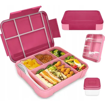 Obraz LUNCHBOX SNÍDAŇOVÝ BOX UZAVÍRATELNÝ BENTO BOX 1330ml S PŘIHRÁDKAMI NA OMÁČKU