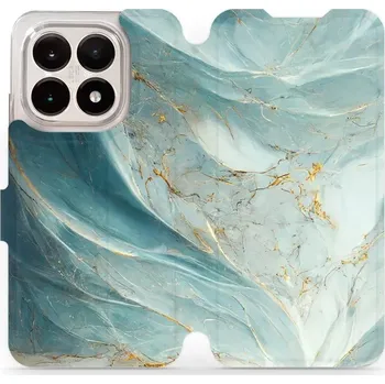 Pouzdro na mobilní telefon Flipové pouzdro Mobiwear - Xiaomi 15T - VP34S Zelenkavý a zlatavý mramor (Knížkové flip pouzdro, obal, kryt na mobil Xiaomi 15T - VP34S Zelenkavý a zlatavý mramor, materiál Umělá kůže + TPU - ochrana 360°, stojánek, silikonová vanička, magnetické zavírání