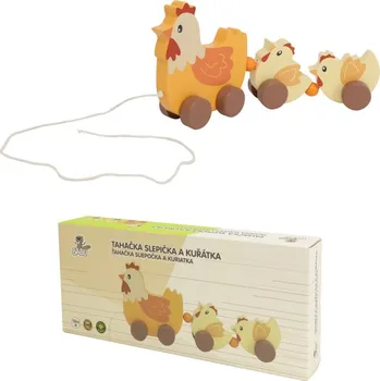 Hračka pro nejmenší BABU - Tahací slepička s kuřátky