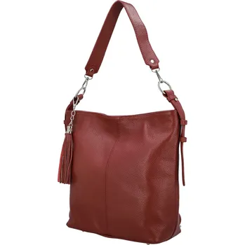 Módní dámská kožená kabelka na rameno Sherica, tmavě červená
