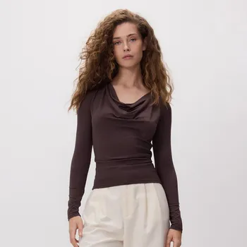 Reserved - Halenka s příměsí viskózy - tmavě hnědá - 669IU-89X - 669IU-89X-L