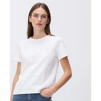Dámské tričko Reserved - Tričko s mašličkami - bílá - 085HS-00X - 085HS-00X-M