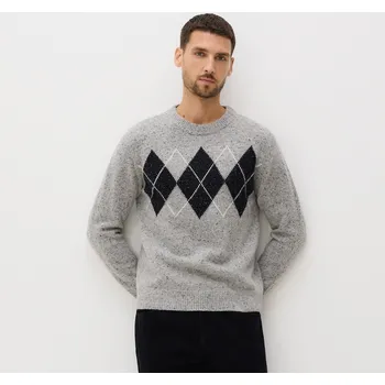 Pánský svetr Reserved - Melírovaný svetr s vlnou - světle šedá - 424GQ-09P - 424GQ-09P-L