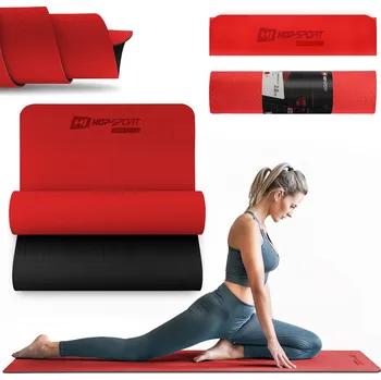 podložka na cvičení HOP-SPORT Fitness podložka na cvičení Hop-Sport TPE 0,6cm, protiskluzová 183cm ČERNÁ|ČERVENÁ