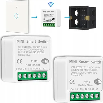 vypínač WiFi SPÍNAČ SVĚTEL DO KRABICE 16A SMART TUYA 2x