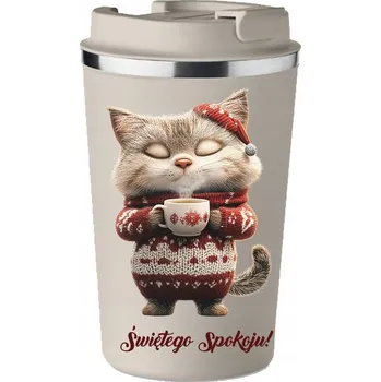 Termohrnek Termohrnek dárek vánoční Svatý klid vtipný Kocourek zima