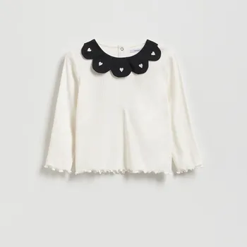 Reserved - Halenka s kontrastním límcem - krémová - 435FT-01X - 435FT-01X-104