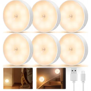 Lampička BEZDRÁTOVÁ NOČNÍ LAMPA LED LAMPA USB S POHYBOVÝM ČIDLEM + MAGNET 6 Ks