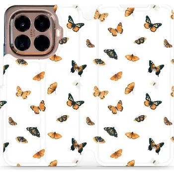 Pouzdro na mobilní telefon Flipové pouzdro Mobiwear - Xiaomi 15T Pro - VP77S Oranžoví motýlci (Knížkové flip pouzdro, obal, kryt na mobil Xiaomi 15T Pro - VP77S Oranžoví motýlci, materiál Umělá kůže + TPU - ochrana 360°, stojánek, silikonová vanička, magnetické zavírání)