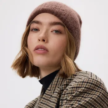 Čepice Reserved - Čepice s vlnou a mohérem - kávová - 192FD-84X - 192FD-84X-ONE