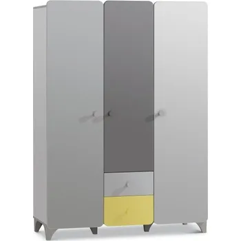 Šatní skříň Třídveřová skříň Raundo - šedá