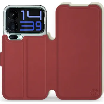 Pouzdro na mobilní telefon Flipové pouzdro Mobiwear Semiš - Xiaomi 17 Pro Max - Cihlové & Béžové (Knížkové semišové flip pouzdro, obal, kryt na mobil Xiaomi 17 Pro Max - Cihlové & Béžové, materiál semiš + TPU, ochrana 360°, stojánek, silikonová vanička, magnetické zavírání)