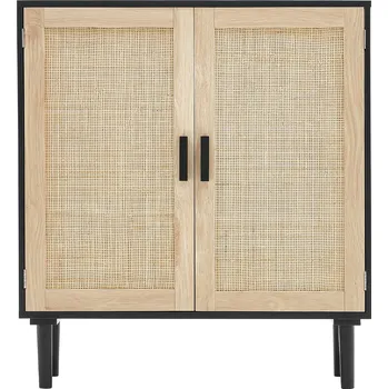 Komoda SucceBuy Ratanová Skříňka 2 Dvířka Komoda z Ratanu do Předsíně a Kuchyně