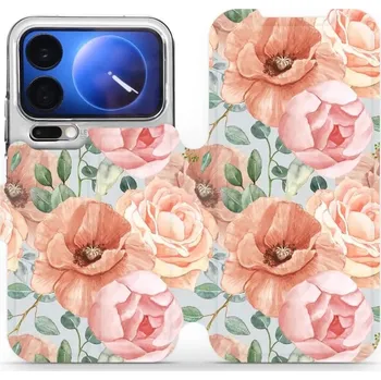 Pouzdro na mobilní telefon Flipové pouzdro Mobiwear - Xiaomi 17 Pro - MP02S Pastelové květy (Knížkové flip pouzdro, obal, kryt na mobil Xiaomi 17 Pro - MP02S Pastelové květy, materiál Umělá kůže + TPU - ochrana 360°, stojánek, silikonová vanička, magnetické zavírání)