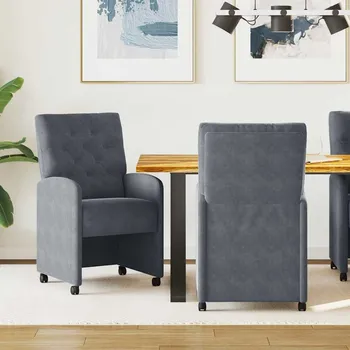 Jídelní židle na kolečkách 2 pcs Tmavě šedá 58 x 67 x 97 cm