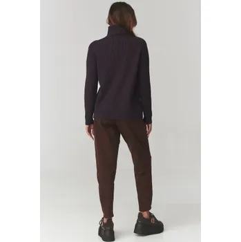 Dámský svetr Dámský svetr s rolákem Makadamia C20 - hnědofialový Hnědo-fialová Uni