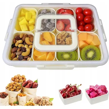 Svačinový box SVAČINOVÝ BOX S 8 PŘIHRÁDKAMI, PŘENOSNÝ, PRŮHLEDNÝ