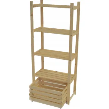 Dílenský regál Dřevěný skladový regál 148 x 62,8 x 32,9 cm, max. nosnost 40 kg na polici