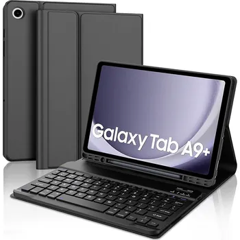 Pouzdro na mobilní telefon Pouzdro, bezdrátová klávesnice pro Samsung Galaxy Tab A9+ Plus 11" 2023 X210 / X215 / X216 Černá