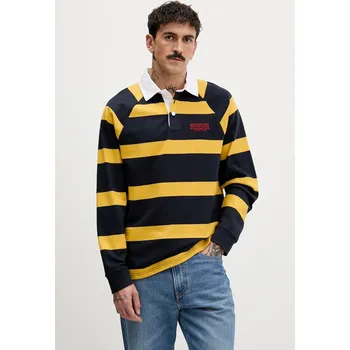 Pánské tričko Bavlněné tričko s dlouhým rukávem United Colors of Benetton x Stranger Things 3T6YU302P námořnická modř 59X, vel. XL