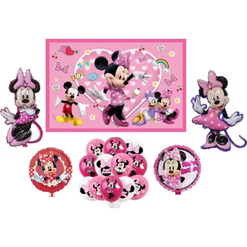 Balónek Balónková dekorace k narozeninám Minnie Mouse - balónky + pozadí, růžová