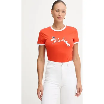 Pánská móda Bavlněné tričko Karl Lagerfeld IKON B1W17040 oranžová 23X, vel. M