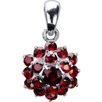 Přívěsek ANNA PERLY Stříbrný květinový přívěsek s Granátu