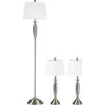 HOMCOM Sada lamp, 1 stojací a 2 stolní, stříbrno-bílé B31-334V90