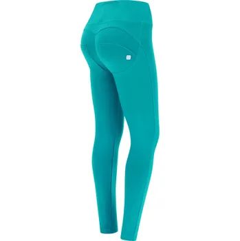 Dámské kalhoty Freddy kalhoty WR.UP v zelené barvě, vysoký pas, superskinny střih, organická bavlna Vybraná velikost: M