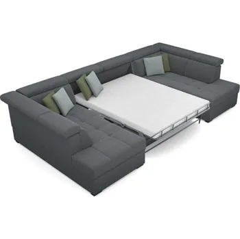 Sedací souprava Rohová sedací souprava pro každodenní rozkládání NARDO do tvaru U plocha spaní 140x190 cm s úložným prostorem