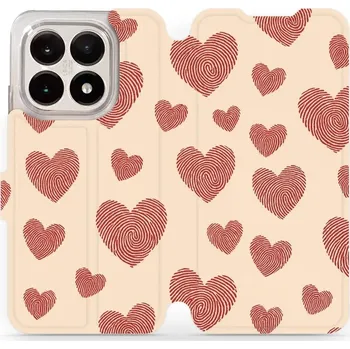 Pouzdro na mobilní telefon Flipové pouzdro Mobiwear - Xiaomi 15T - VP93S Otisk srdce (Knížkové flip pouzdro, obal, kryt na mobil Xiaomi 15T - VP93S Otisk srdce, materiál Umělá kůže + TPU - ochrana 360°, stojánek, silikonová vanička, magnetické zavírání)