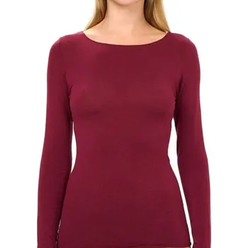 Dámské tričko NOVODONIA, Dámské tričko s dlouhým rukávem modal s kašmírem vínová velikost oblečení XL