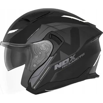 Helma na motorku NOX OTEVŘENÁ PŘILBA JET S CLONOU N130 KLINT, BARVA ČERNÁ/ŠEDÁ/BÍLÁ MATNÁ, VELIKOST