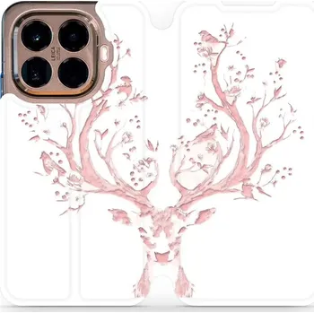 Pouzdro na mobilní telefon Flipové pouzdro Mobiwear - Xiaomi 15T Pro - M007S Růžový jelínek (Knížkové flip pouzdro, obal, kryt na mobil Xiaomi 15T Pro - M007S Růžový jelínek, materiál Umělá kůže + TPU - ochrana 360°, stojánek, silikonová vanička, magnetické zavírání)