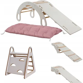 Dětská houpačka Montessori dětská sada: Houpačka , skluzavka, lezení, nakládací kypřička Matrace hořčice