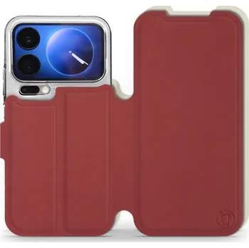 Pouzdro na mobilní telefon Flipové pouzdro Mobiwear Semiš - Xiaomi 17 Pro - Cihlové & Béžové (Knížkové semišové flip pouzdro, obal, kryt na mobil Xiaomi 17 Pro - Cihlové & Béžové, materiál semiš + TPU, ochrana 360°, stojánek, silikonová vanička, magnetické zavírání)