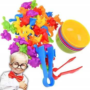 Dřevěná hračka BAREVNÉ FIGURKY DINOSAURŮ PRO VÝUKU POČÍTÁNÍ – VZDĚLÁVACÍ HRAČKA PRO NEJMENŠÍ