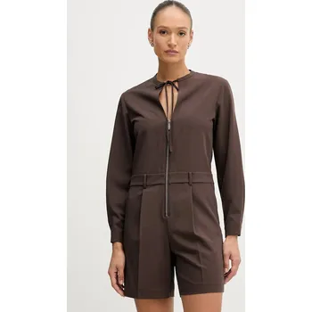 Dámský overall Overal Sisley hnědá barva, se svázaným výstřihem, 4RRVLT00R 89X, vel. 40