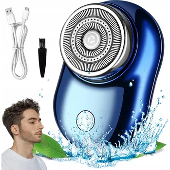 Holicí strojek PŘENOSNÝ ELEKTRICKÝ HOLICÍ STROJEK MINI HOLICÍ STROJEK NA VOUSY PRO MUŽE USB MODRÝ