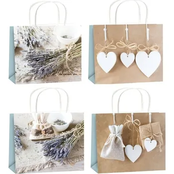 Dárková taška Taška dárk. L, LEVANDULE/SRDCE, 32x26x12,7cm, papír