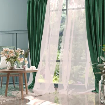 Obraz Moderní závěs na kroužky VELUR lahvově zeleň 140x250cm Moradi