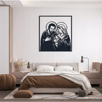 Obraz Moderní elegantní obraz SVATÉ RODINY černý do obýváku jídelny 60x50cm