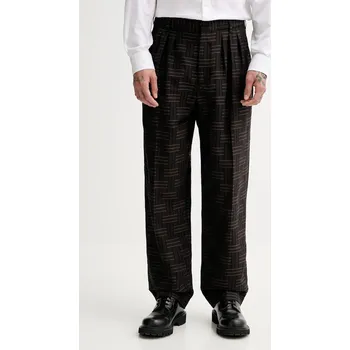 Pánské kalhoty Vlněné kalhoty Kenzo pánské, hnědá barva, jednoduché, FF55PA2149JT.90 89X, vel. 44