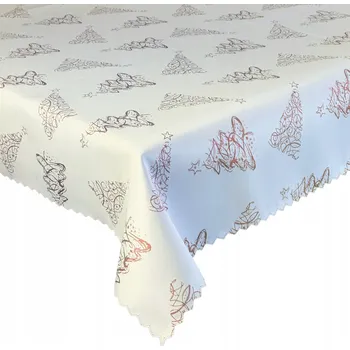 ubrus Obrus Oboustranný Odolný Skvrnám Vánoční Bílý Bordó Stromeček 140x260 cm